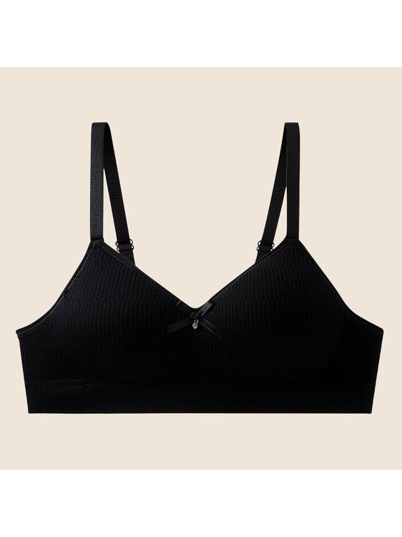 KkSLirnhs Bra for Girls 10-12 Girl Bras 12-14 Affordable Stretchy Girls' Nylon Sleeveless Bra - Wire-Free with Light Padding 14 Years Black
