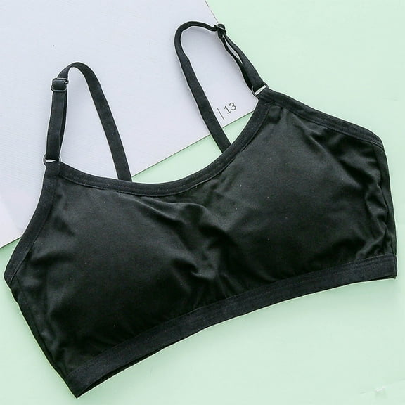 KkSLirnhs Bra for Girls 10-12 Girl Bras 12-14 Breathable Seamless Girls' Bra - No Wire, Soft Cotton Fabric 11 Years Black