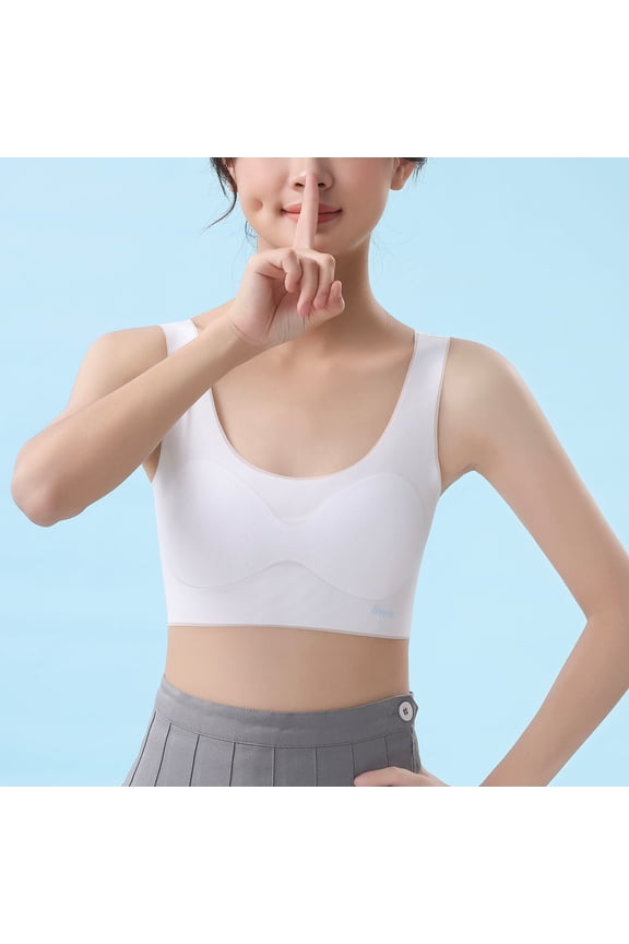 KkSLirnhs Bra for Girls 10-12 Girl Bras 12-14 Cheap & Supportive Girls' Sleeveless Bra - No Wire, Stretchy Nylon 9 Years White