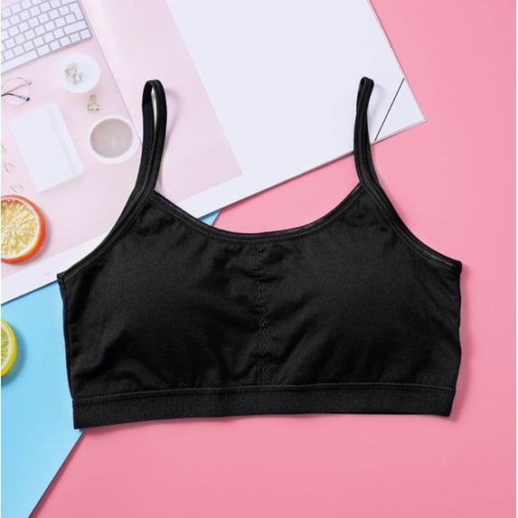KkSLirnhs Bra for Girls 10-12 Girl Bras 12-14 Cool & Comfy Girls' Cotton Bra - No Wire, Breathable Design M Black