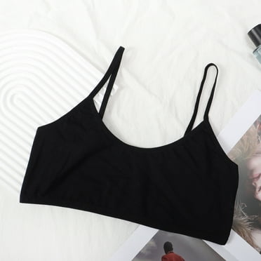KkSLirnhs Bra for Girls 10-12 Girl Bras 12-14 Everyday Comfort Girls' Cotton Bra - No Wire, Adjustable Straps S Black