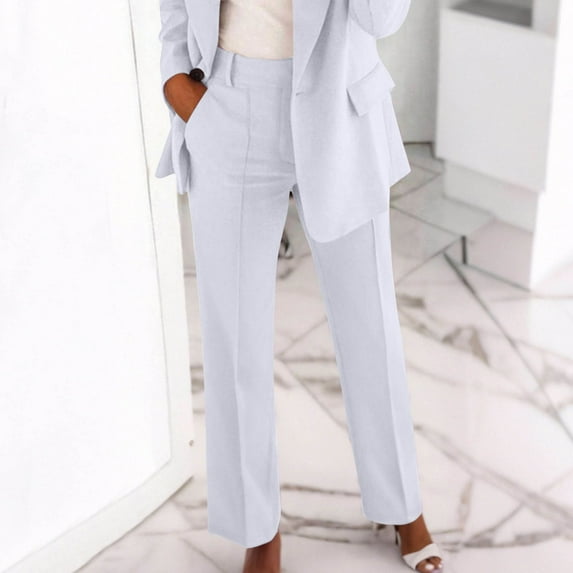 KkSLirnhs Cargo Pants for Women Plus Size Fashion Casual Women Ladies' Solid-Color Button Pocket Zipper Trousers Long Pants White L