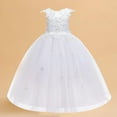 thumbnail image 1 of KkSLirnhs Dresses for Girls 10-12 Children's Dress Solid Color Sleeveless Exquisite Stickers Bead Mesh Bow Princess Dress Birthday Party Fashion Show Dress 12 Years White, 1 of 9