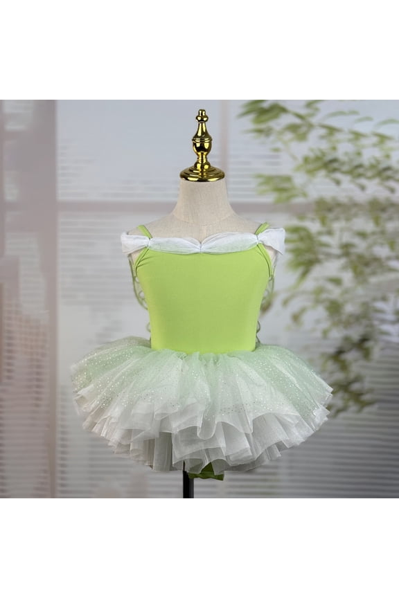 KkSLirnhs Dresses for Girls 10-12 Children's Summer Solid Color High Elasticity Lightweight Breathable Suspender Backless Gymnastics Uniform Sequin Mesh Jumpsuit for Kids 130 Green