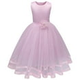 thumbnail image 1 of KkSLirnhs Dresses for Girls Size 8 Toddler Girls Solid Color Flowers Net Yarn Bowknot Birthday Party Flowers Gown Kids Dresses 6-7 Years Pink, 1 of 2