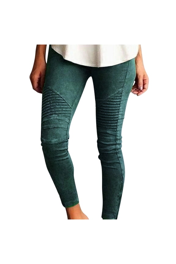 Fall Winter Pants for Women Plus Size Soft Women Lady Skinny Pants High Waist Stretch Slim Pencil Trousers Green L