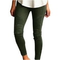 thumbnail image 1 of KkSLirnhs Fall Winter Pants for Women Plus Size Soft Women Lady Skinny Pants High Waist Stretch Slim Pencil Trousers Green XXXL, 1 of 5