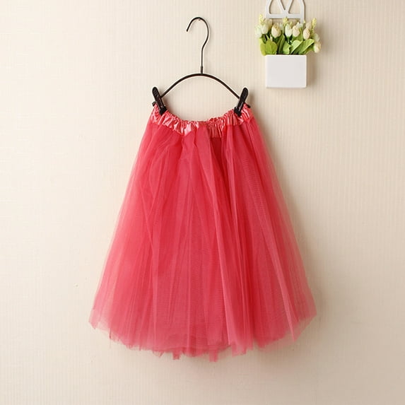 KkSLirnhs Free Size Girls' Summer Ruffle Skirt with Bubble Silhouette and Lightweight Lightweight Tutu Toddler Kids Tulle Tiered Mesh Skirt Princess Party Dress Layered Skirt For Little Girls Red
