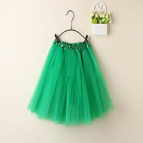 KkSLirnhs Free Size Girls' Summer Ruffle Skirt with Bubble Silhouette and Lightweight Lightweight Tutu Toddler Kids Tulle Tiered Mesh Skirt Princess Party Dress Layered Skirt For Little Girls Green