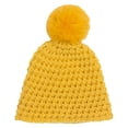 thumbnail image 1 of KkSLirnhs Girls Boys Kids Winter Hat Fleece Beanie Girls Accessories Knit Beanies Cap Winter Warm Beanie Hat Knit Thick Ski Cap with Faux Fur Pompom Cute Yellow One Size, 1 of 2