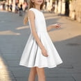 thumbnail image 1 of KkSLirnhs Girls Dresses Size 14-16 Sleeveless Stretchy Dress A Line Twirly Skater School Recital Dress Short Sleeve Round Neck Dress 4 Years White, 1 of 6