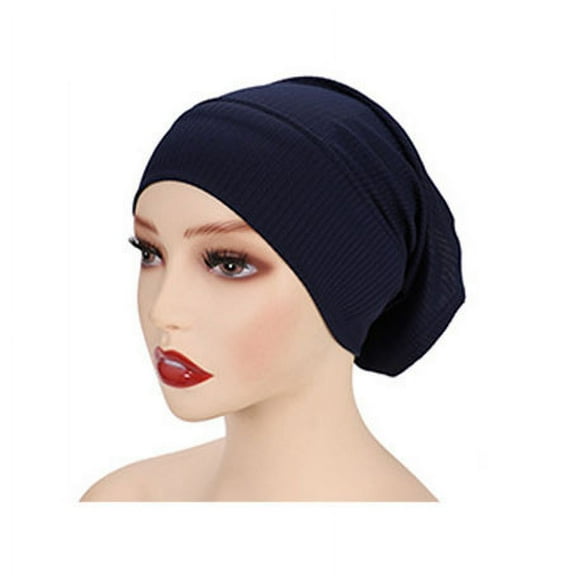 KkSLirnhs Hats for Women with Cancer Women Winter Warm Solid Muslim Cap Hat Beanie Wrap Scarf Cap Black One Size