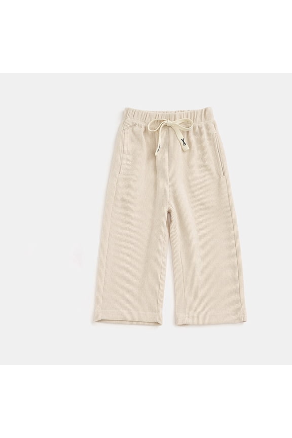 KkSLirnhs Little Girls Clothes 1-10 Years Casual Solid Color Drawstring Warm Suede Straight Leg Wide Leg Pants Long Pants Beige 100
