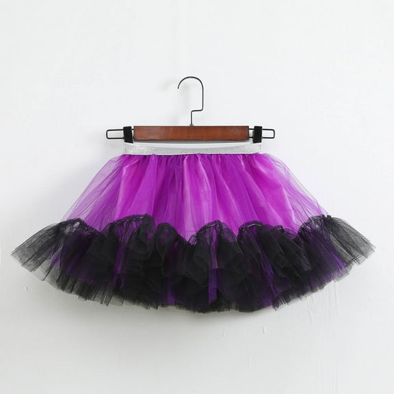 KkSLirnhs M Adorable Girls' Summer Bubble Ruffle Mini Skirt with Elastic Waist Lightweight Tutu Toddler Kids Tulle Tiered Mesh Skirt Princess Party Dress Layered Skirt For Little Girls Purple