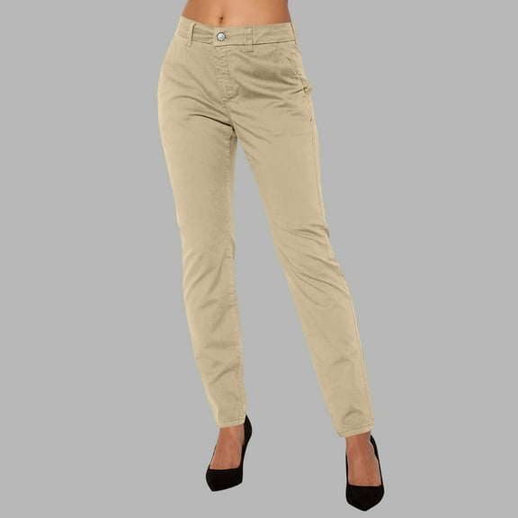 KkSLirnhs Pants for Women Jeans Fashion Pants Ladies Loose Cargo Pants Pants Solid Women Pants Full Length Pants Brown S