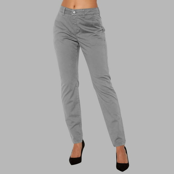 KkSLirnhs Pants for Women Jeans Fashion Pants Ladies Loose Cargo Pants Pants Solid Women Pants Full Length Pants Gray S