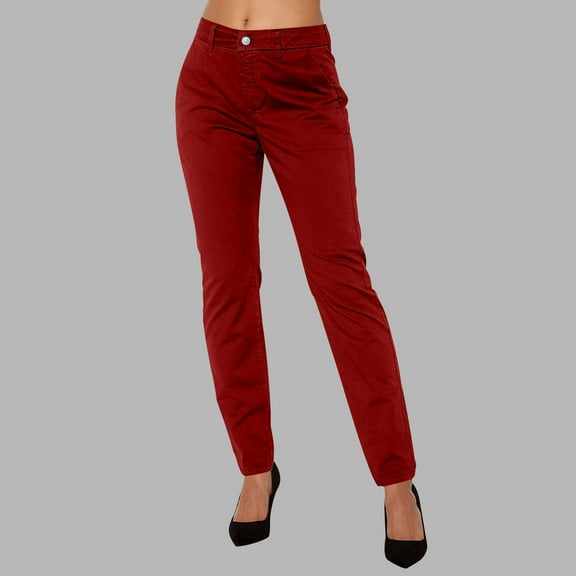 KkSLirnhs Pants for Women Jeans Fashion Pants Ladies Loose Cargo Pants Pants Solid Women Pants Full Length Pants Red XXL