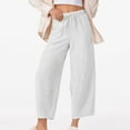 thumbnail image 1 of KkSLirnhs Pants for Women Jeans Women's Summer Solid Color Casual Drawstring Wide Leg Ankle Pants with Pockets White L, 1 of 9