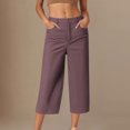 thumbnail image 1 of KkSLirnhs Pants for Women Plus Size Fashion Womens' Solid Color Casual Loose Capris Pants with Pocket Brown L, 1 of 5