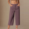 thumbnail image 1 of KkSLirnhs Pants for Women Plus Size Fashion Womens' Solid Color Casual Loose Capris Pants with Pocket Brown XXL, 1 of 5
