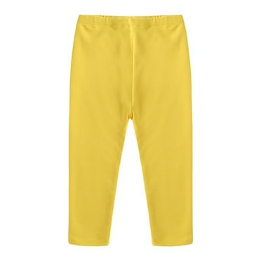KkSLirnhs Size 2Y-12Y Toddler Baby Girls Candy Color Solid Color Leggings Casual Kids Tight Pants Yellow 100