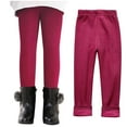 thumbnail image 1 of KkSLirnhs Size 3Y-16Y Fall Winter Girls Elastic Pants Fashion Solid Color Brushed Warm Casual Plush Leggings Red 8-9 Years, 1 of 6