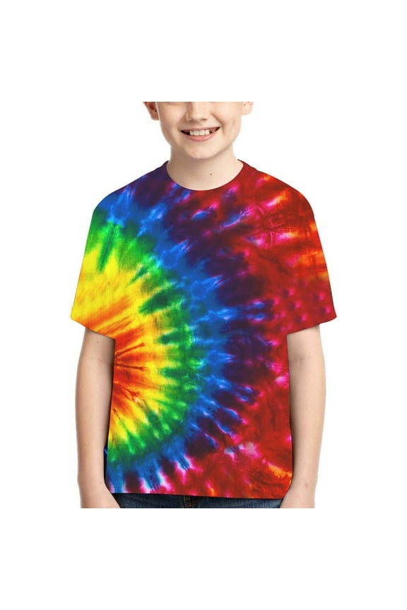 Size 4Y-15Y Boys Clothes under $5 4-16Years Digital Printing Fashion Children's Seven Color Pigment Summer Loose Children's Short-sleeved T-shirt Boys Multicolor 6Y
