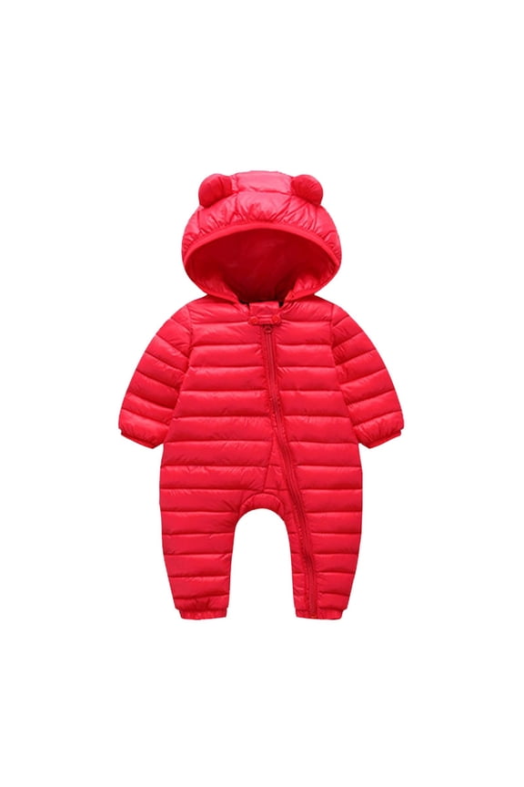 KkSLirnhs Size 6M-4Y Girls Clothes Clearance under $ 10 Baby New Winter Solid Color Down Long Sleeved Hooded Jacket Baby Solid Color Long Sleeved Hooded Casual Outdoor Jacket Climbing Suit Red 0M