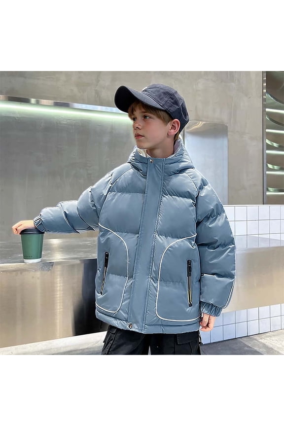 KkSLirnhs Size 6Y-17Y Girls Clothes under $ 10 Boys Girls Winter Jacket Coat Warm Clothes 5-16 Years Old Kids Fashion Long Sleeve Hoodie Outerwear Blue 6Y