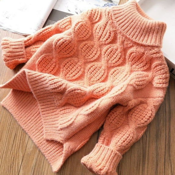 KkSLirnhs Sweaters for Girls Size 8 Long Sleeve Shirts for Girls Little Girls Fashion Cute Color Long Sleeved Warm Round Neck Sweater 2 Years Orange