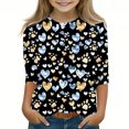 thumbnail image 1 of KkSLirnhs Sweatshirt for Girls 10-12 and 14-16 Children's Fashion Printed 3/4 Sleeve Round Neck Pullover Base Shirts Long Sleeved Round Neck Top/Shirts 110 Multicolor, 1 of 4