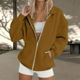 thumbnail image 1 of KkSLirnhs Sweatshirts for Women Plus Size Women Sweatshirt Zip Up Fall Fashion Turn Down Collar Long Sleeve Jackets Winter Clothing Outfits M Brown, 1 of 5