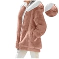 thumbnail image 1 of KkSLirnhs Sweatshirts for Women Plus Size Women's Solid Color Zipper Pocket Hooded Ear Loose Jacket Long Sleeved Hooded Casual Jacket/Coats M Orange, 1 of 8