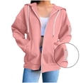 thumbnail image 1 of KkSLirnhs Sweatshirts for Women Plus Size Women's Fashion Loose Long Sleeve Casual Blouses Zipper Pocket Hooded Weatshirt Top L Pink, 1 of 8
