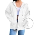 thumbnail image 1 of KkSLirnhs Sweatshirts for Women Plus Size Women's Fashion Loose Long Sleeve Casual Blouses Zipper Pocket Hooded Weatshirt Top M White, 1 of 8