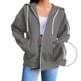 thumbnail image 1 of KkSLirnhs Sweatshirts for Women Plus Size Women's Fashion Loose Long Sleeve Casual Blouses Zipper Pocket Hooded Weatshirt Top XL Gray, 1 of 8