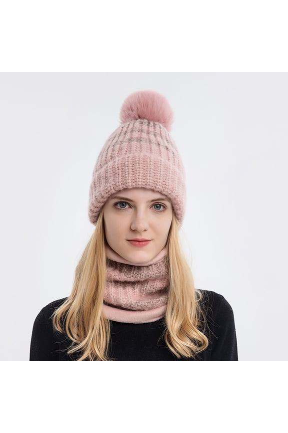 KkSLirnhs Winter Hats for Women Knetted Pink on Clearance Women's and Winter Pullover Cap, Wool Ball, Outdoor Thickened Plush, Cold insulation, Solid Color Knitted Hat Pink One Size