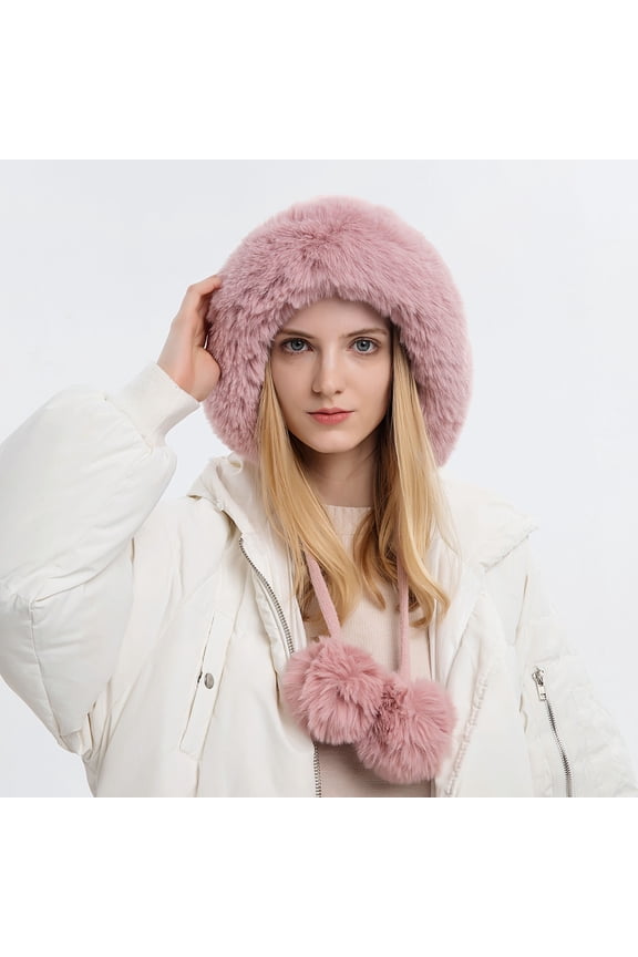 KkSLirnhs Winter Hats for Women Knetted Pink on Clearance Women's and Winter Pullover Cap, Wool Ball, Outdoor Thickened Plush, Cold insulation, Solid Color Knitted Hat Pink One Size