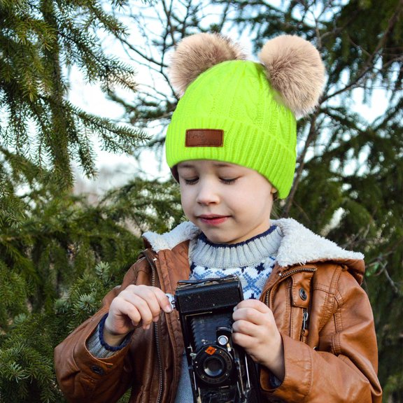 KkSLirnhs Winter Hats for Kids 8-10 Years NEW 1-11 Years Old for Girls Boys Kids Winter Beanie Hat Warm Knit Thick Ski Cap with Fluff 0 One Size