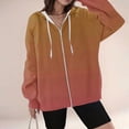 thumbnail image 1 of KkSLirnhs Women's Gradient Color Drawstring Long Sleeved Zipper Fashionable Top Hooded Sweatshirts Pockets Coat Blouse Plus Size Extra Long S Orange, 1 of 4