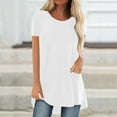 thumbnail image 1 of KkSLirnhs Womens Shirts Plus Size 5x Women's Summer Solid Round Neck Loose Short Sleeve Tops T-shirt Blouse White XXXXXL, 1 of 5