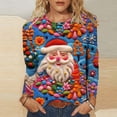 thumbnail image 1 of KkSLirnhs Womens Tops under $10 Christmas Women's Trendy Tees Casual Round Neck Loose T Shirt Long Sleeve Christmas Print Shirt XXXL Multicolor, 1 of 6
