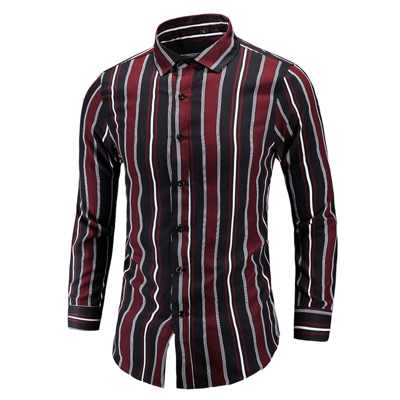 Men's Watercolor Stripe Print Long Sleeve  Shirt