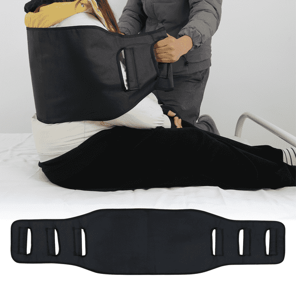 KkaFFe Transfer Sling Belt Bedridden Elderly Turning Device Lift Assist Harness for Disabled Black