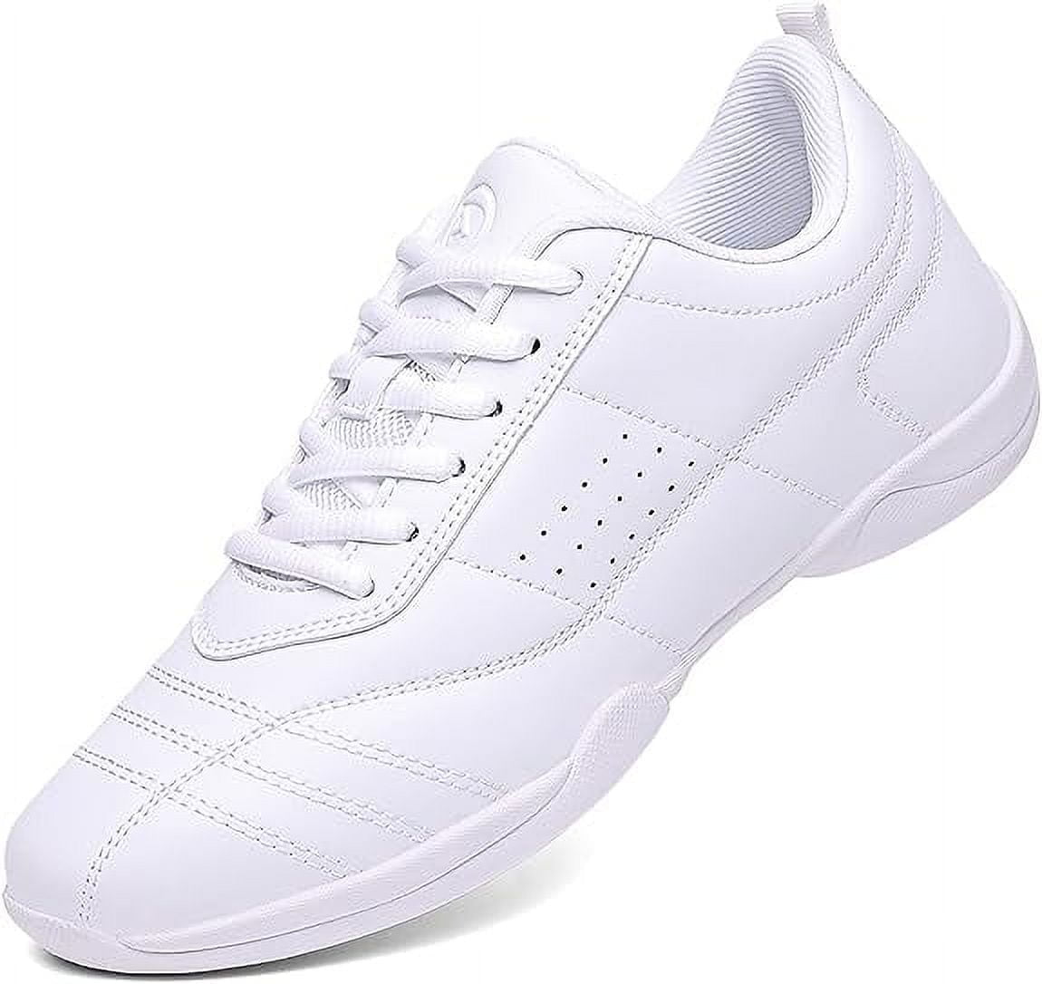 kkdom White Cheerleading Shoes Athletic Dance Sport Training Shoes Competition Tennis Sneakers Cheer Shoes Size 1 Little Kid