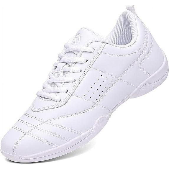 kkdom White Cheerleading Shoes Athletic Dance Sport Training Shoes Competition Tennis Sneakers Cheer Shoes Size 11.5 Little Kid
