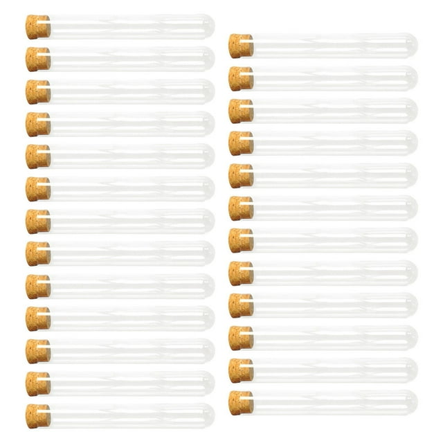 Kkewar 25PCS Clear Plastic Test Tubes with Cork Stoppers for Scientific