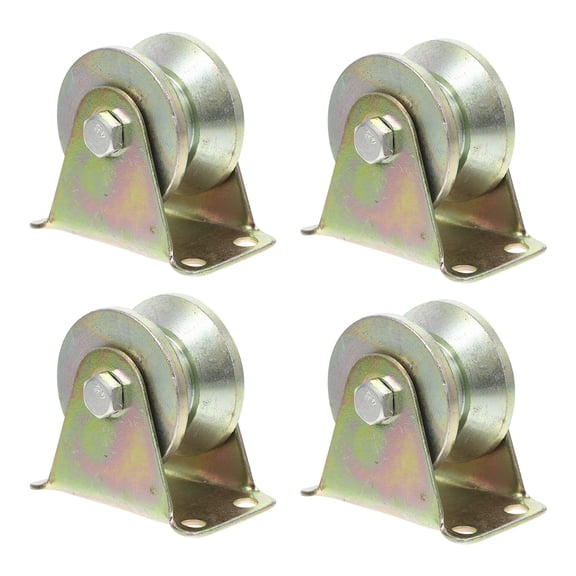 VORCOOL 4Pcs V Groove Track Wheel Heavy Duty Steel Sliding Gate Pulley Olive Green