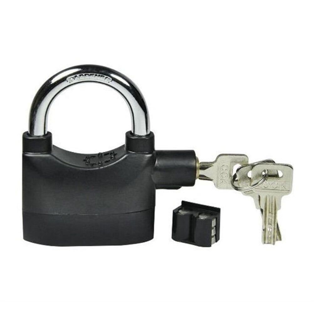Kkewar Alarm Padlock,Alarm Padlock Anti-Theft Security System for Door Motor with High Decibel (Black)
