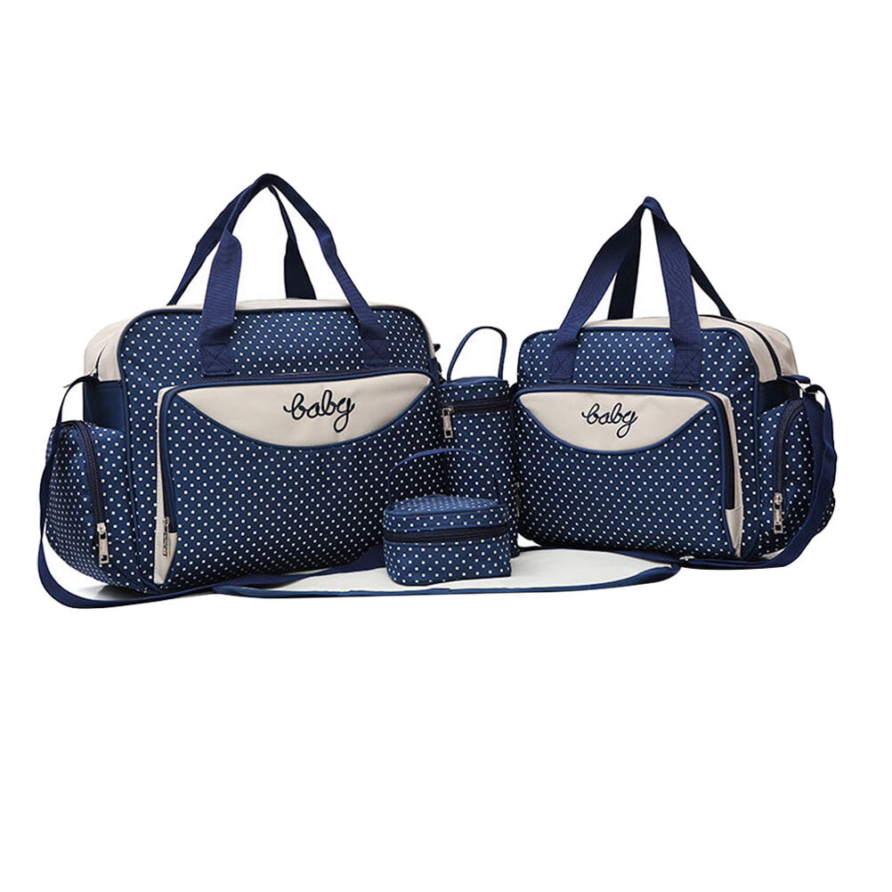Kkewar Mommy Tote,1 Set of 5pcs Multi-function Mummy Bags Large Capacity Shoulder Bag Handbag (Blue)